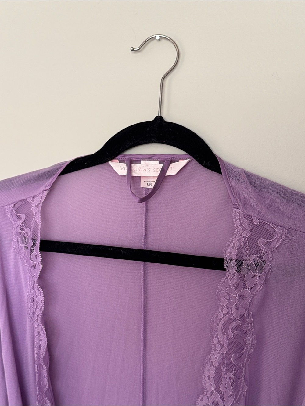 Victoria's Secret Lilac Lace-Trim Wrap Robe - Picture 2 of 4